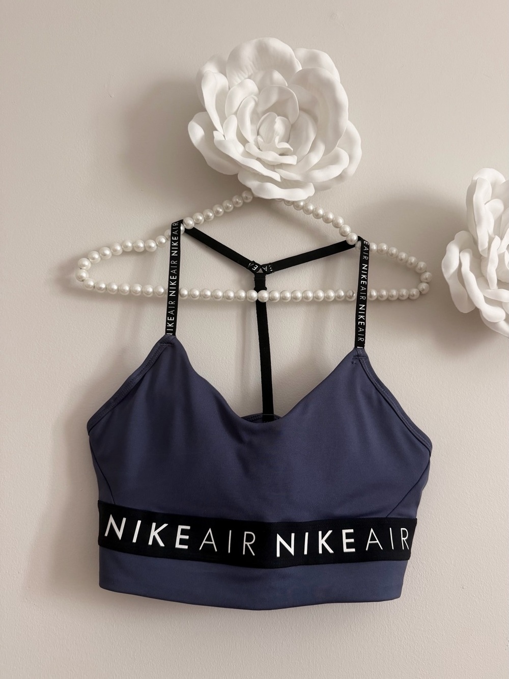 Nike Women's Navy Sports Bralette with Black Branded Band